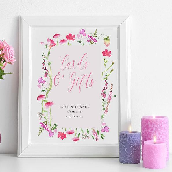 Invitations and Gifts Pink Wildflower Wedding Shower Poster