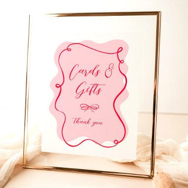 Invitations and gifts Retro pink and red wavy Poster