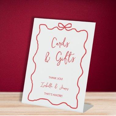 & Gifts Bow Hand Drawn Wavy Couples Shower Pedestal Sign