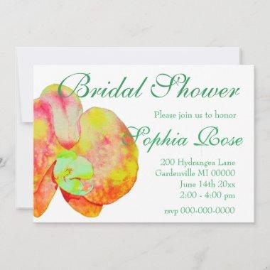 Caribbean orchids, tropical watercolor flowers Invitations