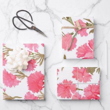 Carnation Floral Watercolor Elegant Mother's Day Wrapping Paper Sheets