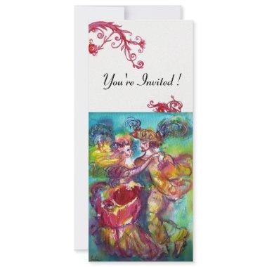 CARNIVAL DANCE vibrant blue red flourish Invitations