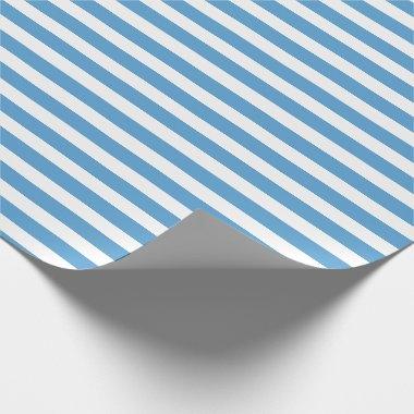 Carolina Blue White Simple Horizontal Striped Wrapping Paper