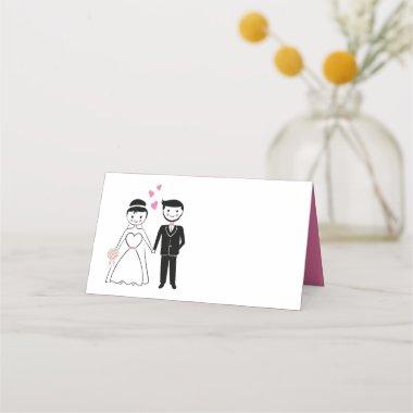 Cartoon Bride Groom Pink Wedding Party Place