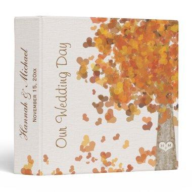 Carved Initials on Tree Fall Wedding Photo 3 Ring Binder