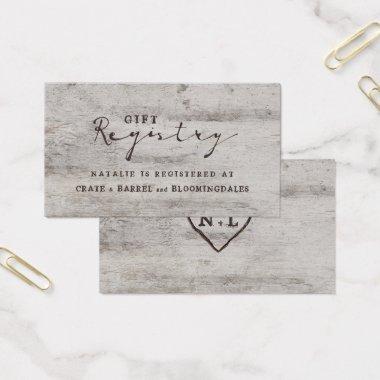 Carved Sweetheart Shower Gift Registry Insert Card
