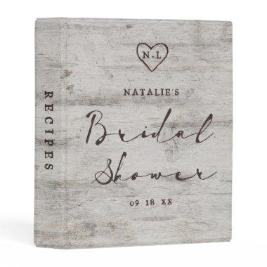 Carved Sweethearts Rustic Bridal Shower Recipe Mini Binder