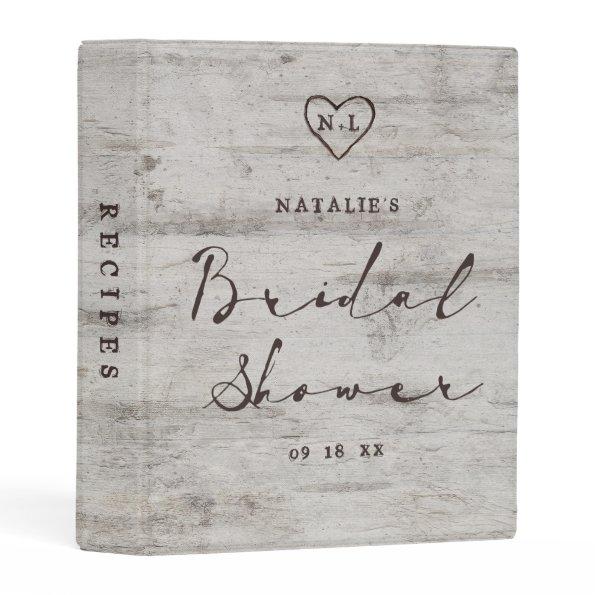 Carved Sweethearts Rustic  Recipe Mini Binder