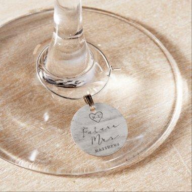 Carved Sweethearts Rustic Future Mrs. Personalized Wine Charm
