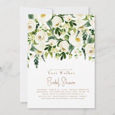 Cascading White Floral Bridal Shower Invitations