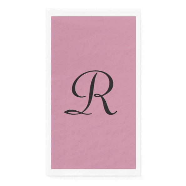 Cashmere Rose Pink Monogrammed Minimalist Pastel Paper Guest Towels