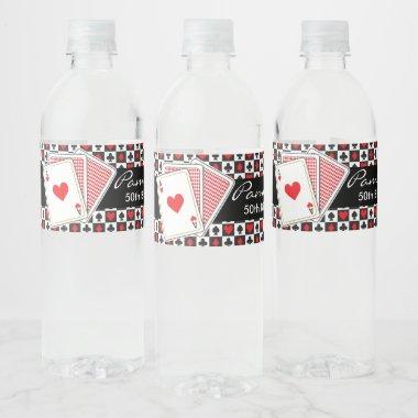 Casino Playing Invitations Water Bottle Label