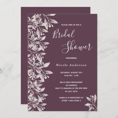 Cassis botanical purple Bridal Shower Invitations