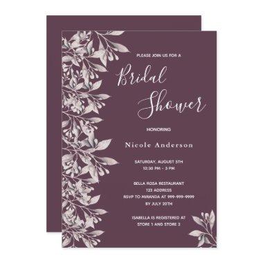 Cassis botanical purple Bridal Shower Invitations