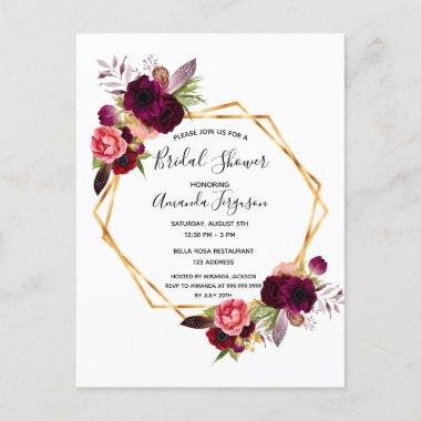 Cassis burgundy floral bridal shower invitation postInvitations
