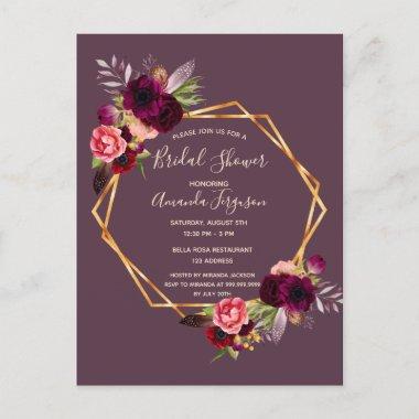 Cassis burgundy floral bridal shower invitation postInvitations