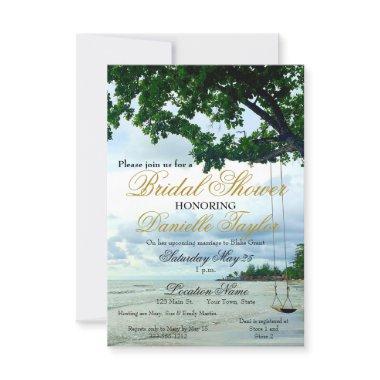 Casual Beach Swing Gold Script  Invit