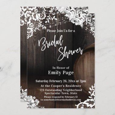 Casual Bridal Shower Barrel Lace Lights & Flowers Invitations