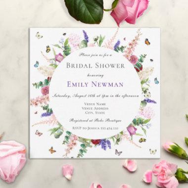 Casual Flowers & Butterflies Bridal Shower Invitations