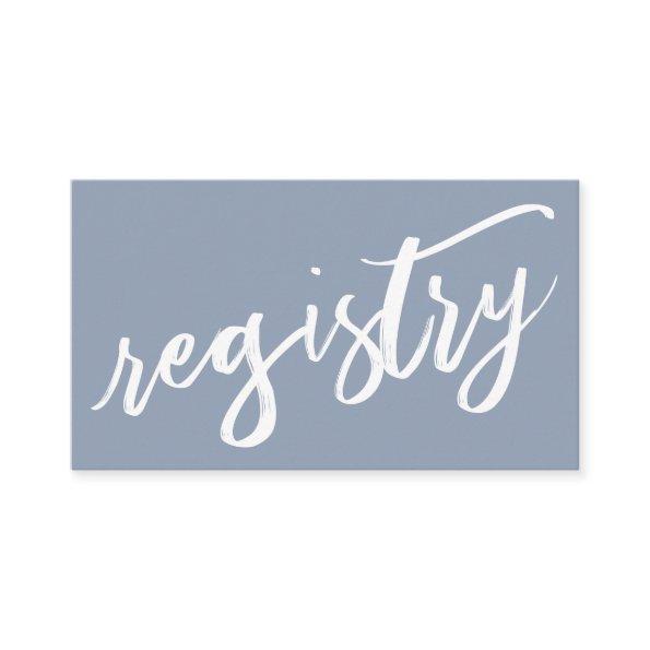 Casual Handwriting on Dusty Blue Gift Registry Enclosure
