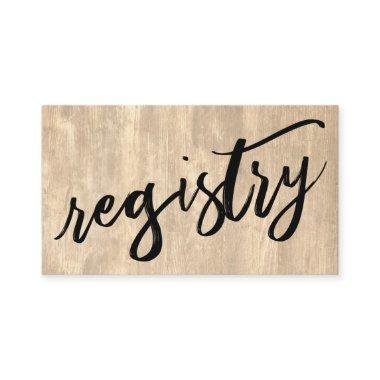 Casual Handwriting Pale Rustic Wood Gift Registry Enclosure
