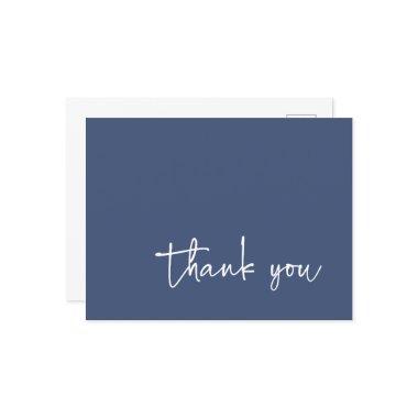 Casual Script Typography Dark Denim Blue Thank You PostInvitations