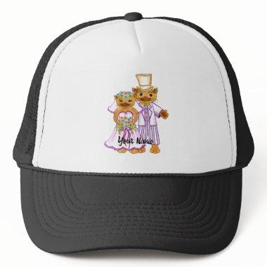 Cat Bride and Groom custom name Hat