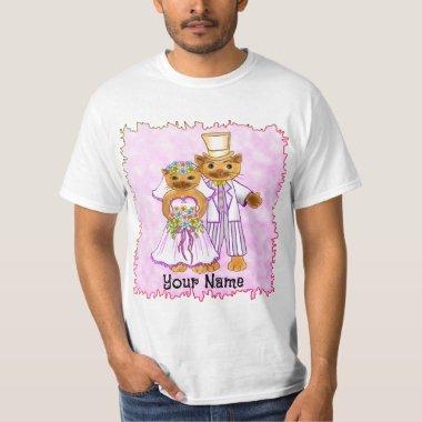 Cat Bride and Groom custom name T-Shirt
