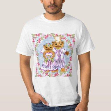 Cat Bride and Groom custom name t-shirt