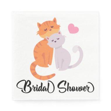 Cat Lovers Couple Wedding Bridal Shower Orange Napkins