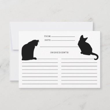 Cat Silhouettes Black and White Recipe Invitations