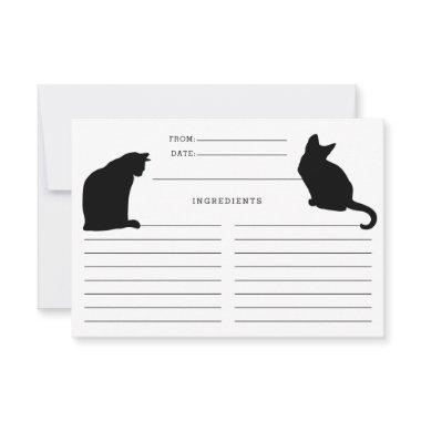 Cat Silhouettes Black and White Recipe Invitations