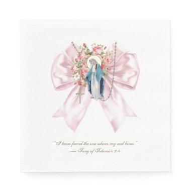 Catholic  Blessed Mary Pink Bow Napkins