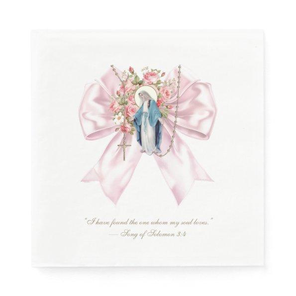 Catholic  Blessed Mary Pink Bow Napkins