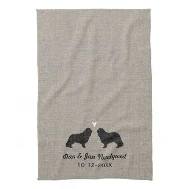 Cavalier King Charles Silhouettes with Heart Kitchen Towel