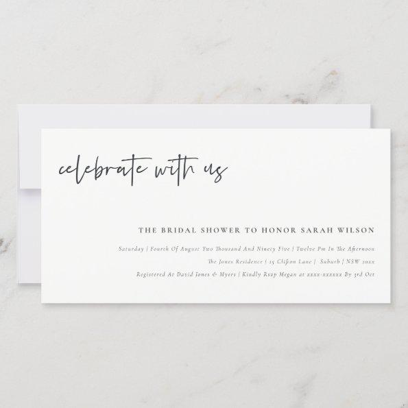 Celebrate With Us Calligraphy Bridal Shower Invite