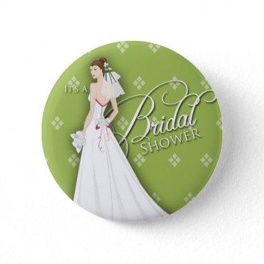 Celery Green White Vintage Bridal Shower Pin