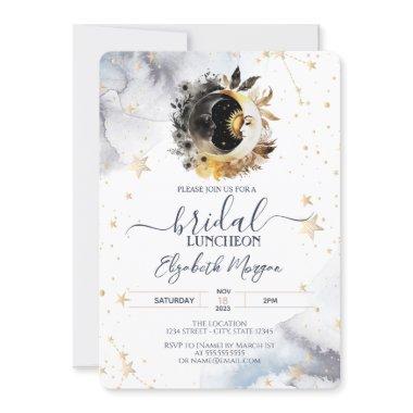 Celestial Gold Sun,Moon,Flowers Bridal Luncheon