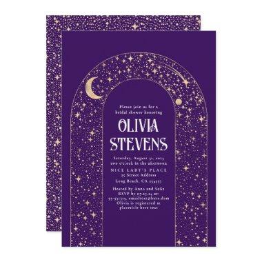 Celestial Moon and Stars Purple