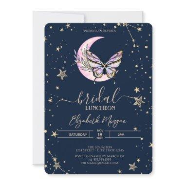 Celestial Moon Butterfly Blue Bridal Luncheon