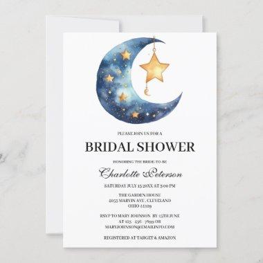 Celestial Moon Star Bridal Shower Invitations