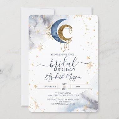 Celestial Moons,Stars Bridal Luncheon Invitations