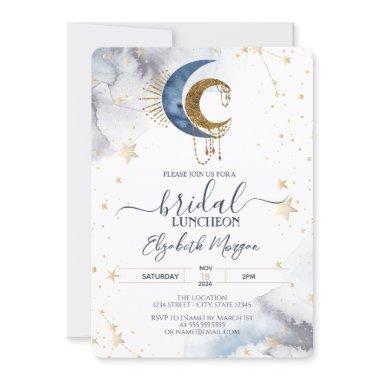 Celestial Moons,Stars Bridal Luncheon Invitations