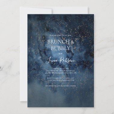 Celestial Night Sky Gold Brunch and Bubbly Shower Invitations