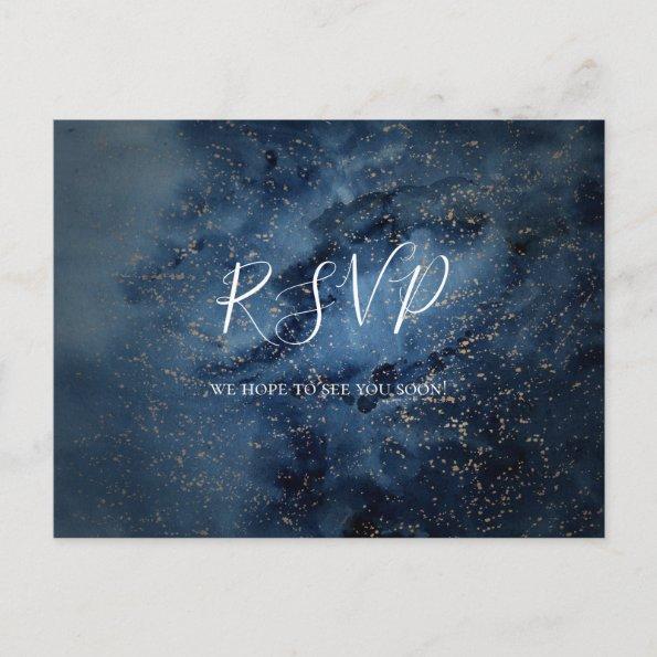 Celestial Night Sky | Gold Wedding RSVP PostInvitations