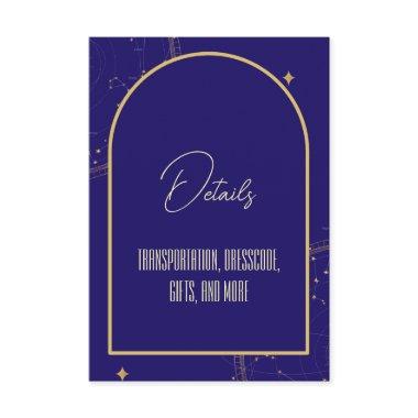 Celestial Night Sky Navy Blue and Gold Wedding Enclosure Invitations