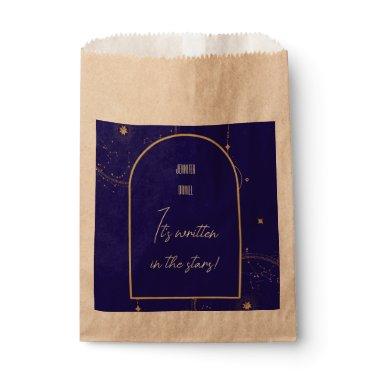 Celestial Night Sky Navy Blue and Gold Wedding Favor Bag