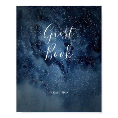 Celestial Night Sky | Silver Guest Book Sign