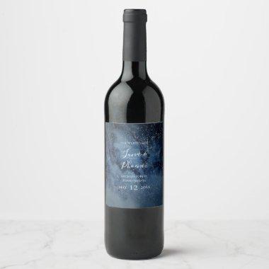 Celestial Night Sky | Silver Wedding Wine Label