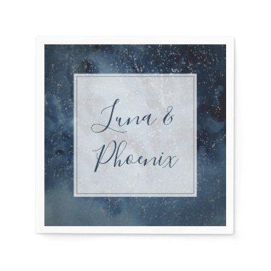 Celestial Night Sky With Frame Wedding Napkins